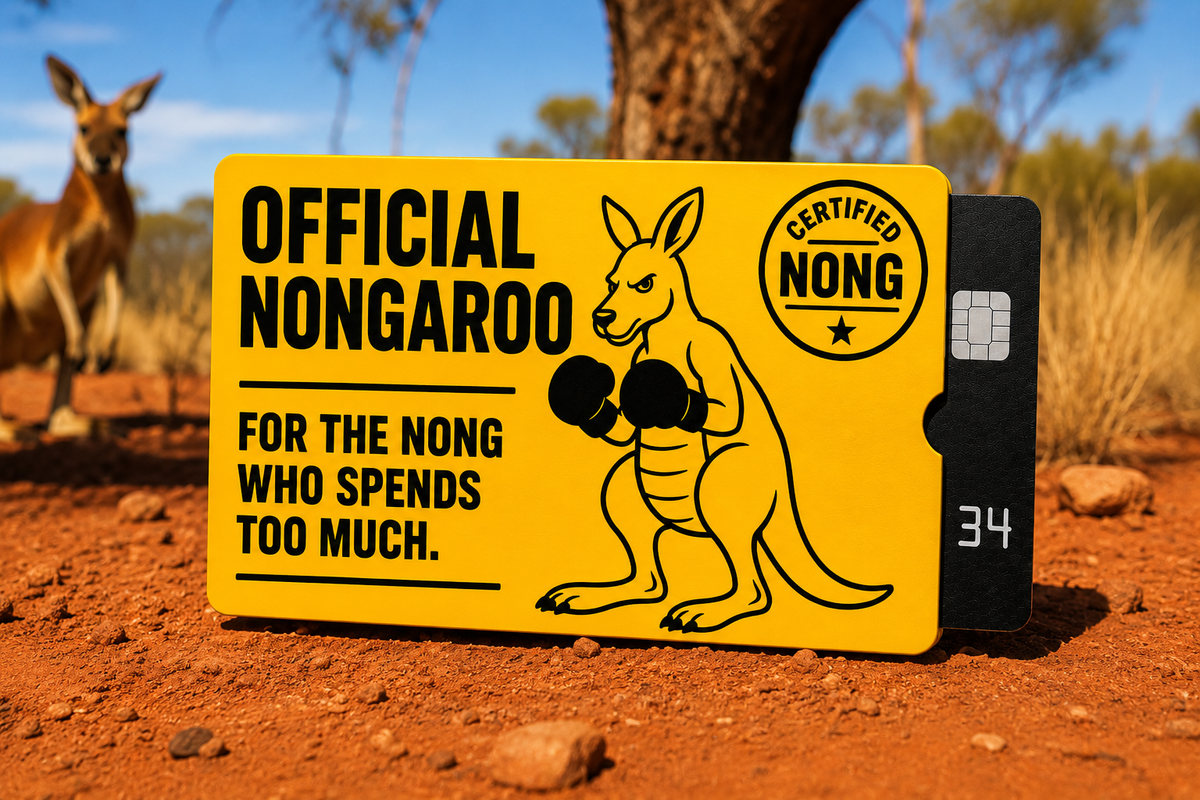 The Nongaroo Sturdy Card Companion to keep your cards hilariously protected.